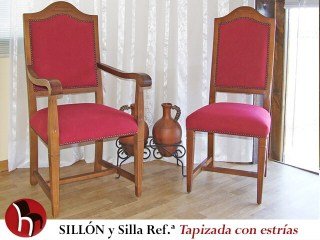 Sill&oacute;n y Silla Referencia TAPIZADA CON ESTR&Iacute;AS &middot; MUEBLES PE&Ntilde;ALVER